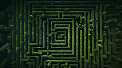 Aerial view of maze, abstract maze for background