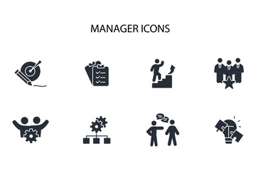 Manager icon set.vector.Editable stroke.linear style sign for use web design,logo.Symbol illustration.