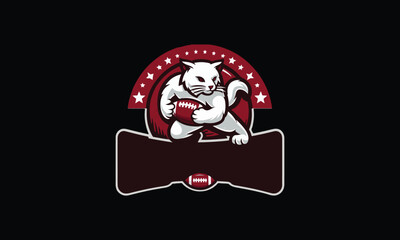 black and white cat, catch the ball, sports logo