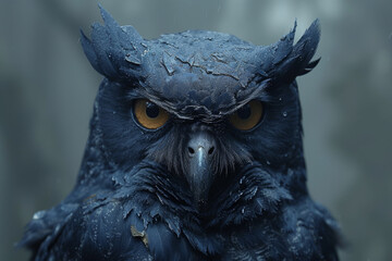 Portrait of a black owl - Powered by Adobe