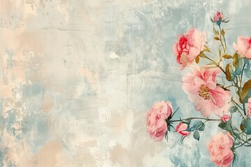 abstract aesthetic floral background with vintage, ancient, muted color, and abstract concepts with copy space, shabby chic style, soft colors