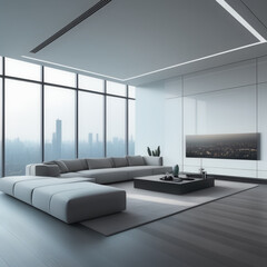A sleek and minimalist living room design ideas, generative Ai, generative