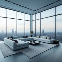 A sleek and minimalist living room design ideas, generative Ai, generative