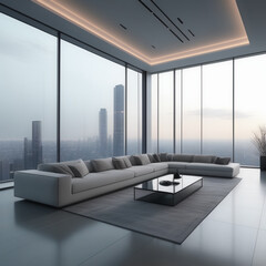 A sleek and minimalist living room design ideas, generative Ai, generative