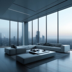 A sleek and minimalist living room design ideas, generative Ai, generative