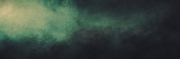Green deep water theme watercolor painting with crackle texture