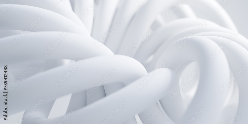 Aufkleber white abstract 3d curvy shape. abstract modern background. 3d rendering