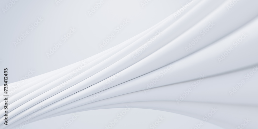 Poster abstract white twisted geometric shape. modern soft background. 3d rendering