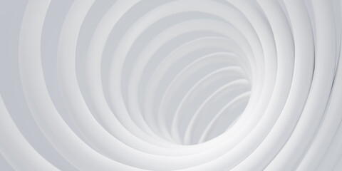 White concentric ring shapes. Abstract radial background. 3d rendering.