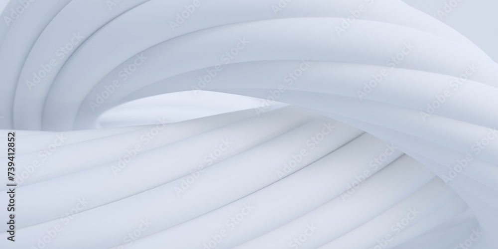 Aufkleber abstract white twisted geometric shape. modern soft background. 3d rendering
