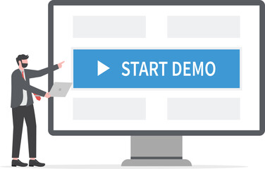 Flat design of start demo concept. Illustration for websites,

