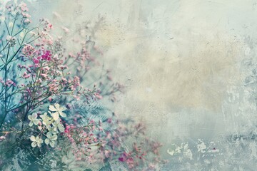 banner background with illustrations of intricate Victorian floral patterns, blue muted color, with a classic, retro, old-fashioned feel