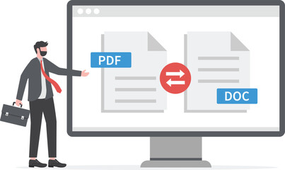 Pdf to doc convert illustration design concept. Illustration for websites,

