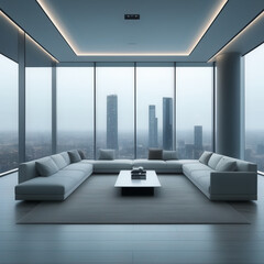 A sleek and minimalist living room design ideas, generative Ai, generative
