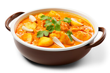 curry in brown bowl,  isolated on transparent background, png file