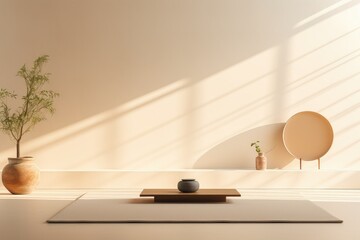 Interior design of modern room. 3D rendering. minimalist interior. calming indoor. modern interior. room of meditation.