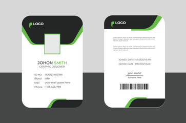Modern Identity Employee Abstract professional, corporate office Id card design, Simple and Clean ID Card Design Template.