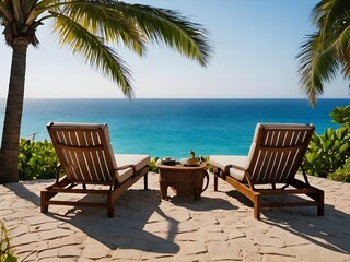 lounge chairs on the beach