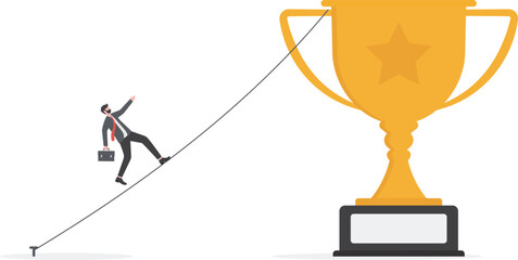 Set goal and take action to achieve goal or target, aiming or motivation to grow business and success, effort or skill to reach goal concept, 

