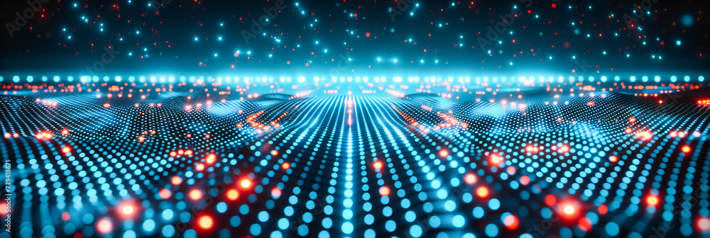 Poster a journey through the digital cosmos, where lines and grids map the intricate pathways of technology