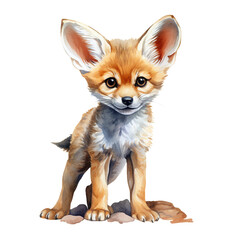 Obraz premium Baby Jackal Watercolor Illustration Transparent Background