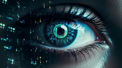 Close-up of human eye for surveillance and digital ID verification