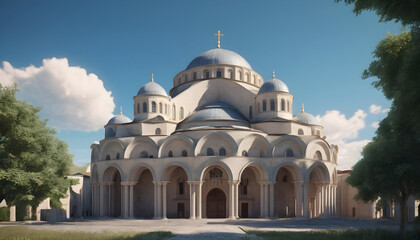 Fototapeta na wymiar Beautiful Church of the Holy Basilica of St John Turkey. Generative AI