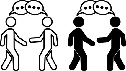 Speaking icons. Black and White Vector Icons of Dialogue and Contact. Conversational Exchange Between Two People