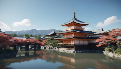 Fototapeta premium Kiyomizu dera Temple in Kyoto, Japan. Generative AI