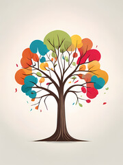 Tree, colorful pattern, colorful leaves, isolated. Pattern 16