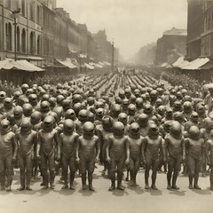 Obraz premium photo of an alien invasion of the city in 1930