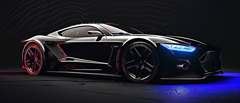 car, golden car, neon car, white car, black car, sports car wallpaper concept, new car launch, car, dark, sport, ai generated