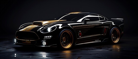 car, golden car, neon car, white car, black car, sports car wallpaper concept, new car launch, car, dark, sport, ai generated