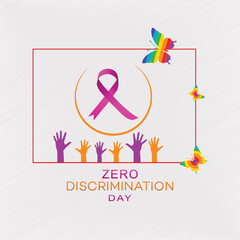 Zero Discrimination Day poster | with. rainbow, butterflies. Colorful, typography, and. symbol, vector graphic of zero discrimination day | 1 March Social Media Post | Zero, Discrimination, Day, post,