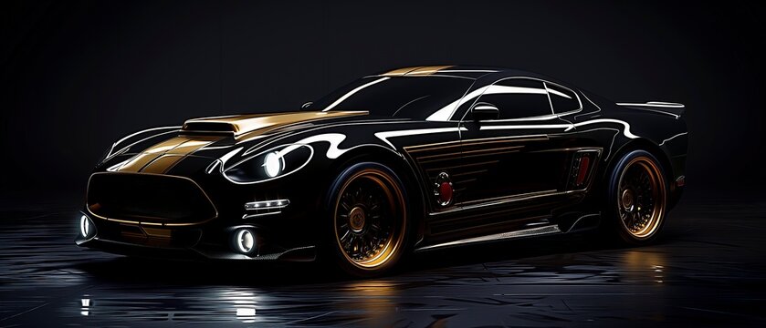 car, golden car, neon car, white car, black car, sports car wallpaper concept, new car launch, car, dark, sport, ai generated