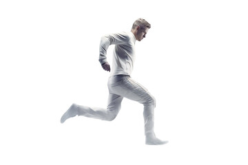 Fototapeta na wymiar person in motion, running person isolated on transparent background - Generative AI 