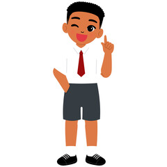 colored student boy in school uniform thinking idea illustration