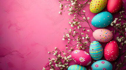 Fototapeta na wymiar Happy Easter holiday background, easter egg, bunny, tulip, Easter border frame banner decoration