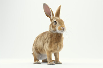front view brown bunny isolated on white background