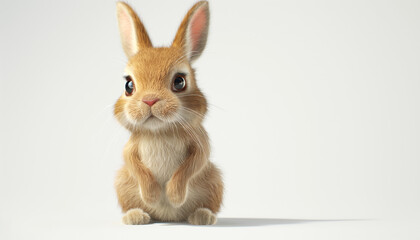 Obraz premium front view brown bunny isolated on white background