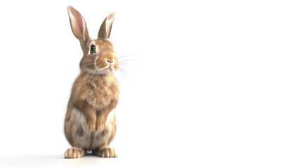 front view brown bunny isolated on white background