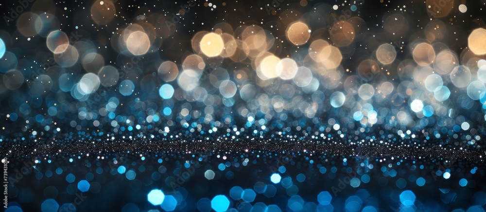 Poster abstract dark blue background with a multitude of circular shapes and designs