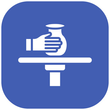 white hand shaping pottery on blue clip art preview