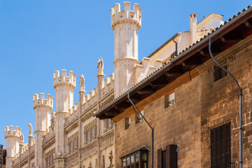 Fototapeta na wymiar Neo-Gothic facade of the Consell Insular de Mallorca.