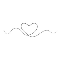 
Heart one line isolate on white background. love line art, vector illustration. Continuous line art heart shapes. 