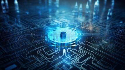 Abstract Blue Circuit Board Communication Computer Chip Connection Cyberspace