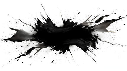 Abstract black in splash, paint, brush strokes, stain grunge isolated on white background, Japanese style with Generative AI. - obrazy, fototapety, plakaty