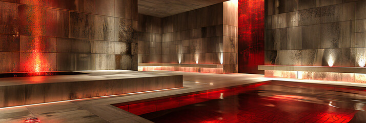 Luxurious tranquility: An indoor spa and sauna design that emphasizes relaxation, health, and modern interior elegance