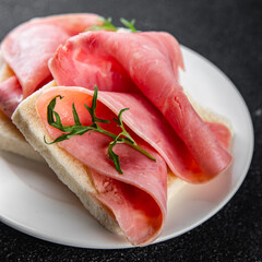 ham slice pork fresh meat food tasty eating cooking appetizer meal food snack on the table copy space food background