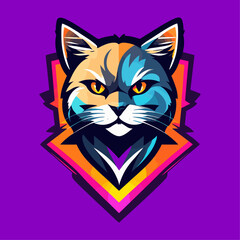 cat head vector logo for gaming